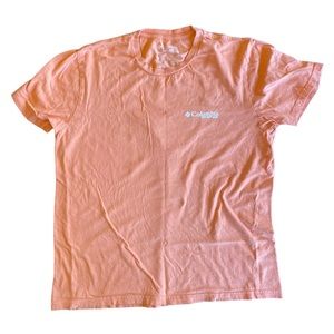 Columbia PFG Men Crew Neck Graphics T Shirt Short Sleeve 100% Cotton Orange Med